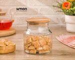 بانکه شیشه ای 800 میلی لیتر در چوبی226359