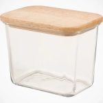ظرف شیشه ای مستطیل 920 میلی لیتری درب چوبی218859 - Image 2