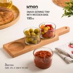 اردو خوری کاسه گرد 3 عددی پایه چوبی لیمون221859