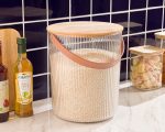 سطل  شیاردار 12 لیتر درب چوبی لیمون24559