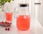 پارچ شیشه ای شیاردار 1.5 لیتر درب استیل237500